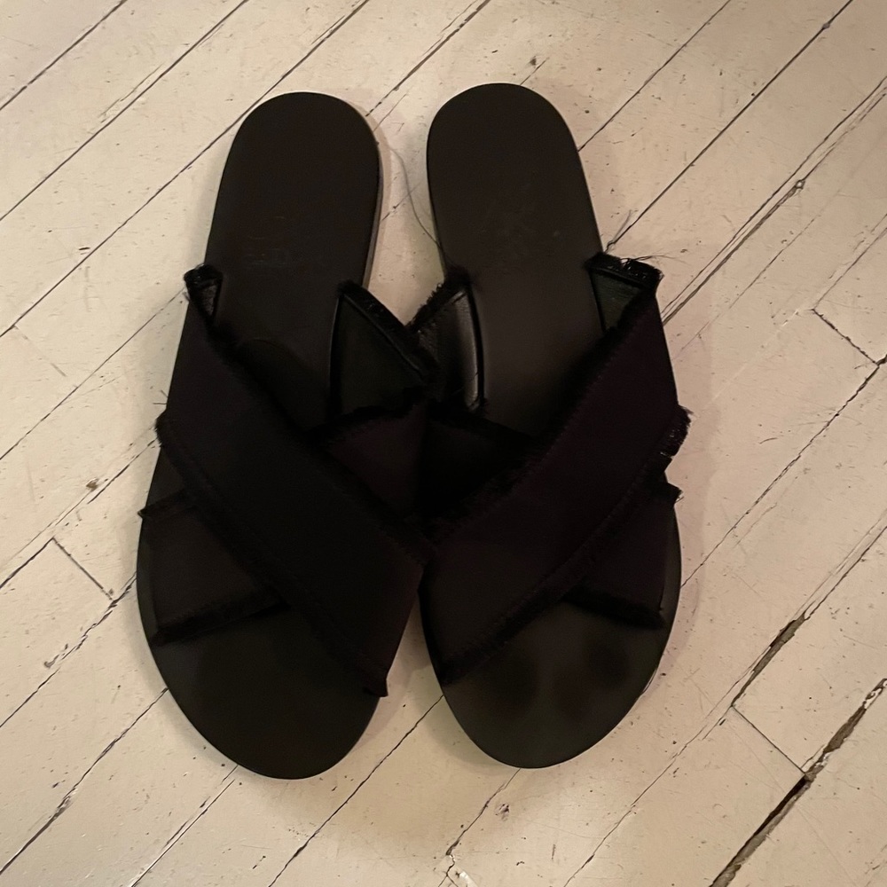 ANCIENT GREEK SANDALS Black Satin ‘Thais’ Sandals